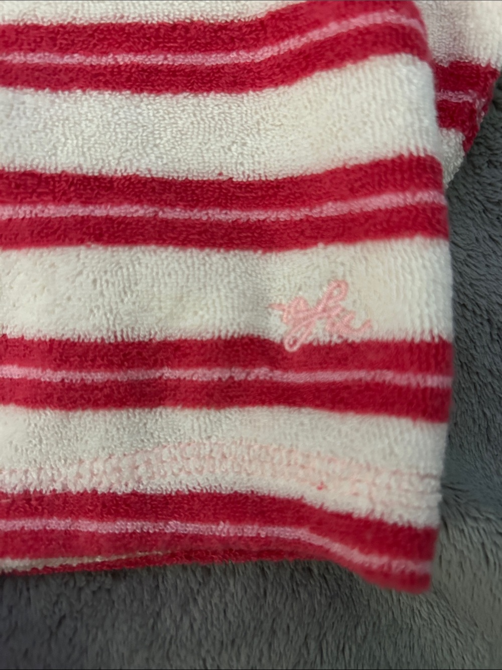 Urban Outfitters Red and Cream Striped Terry Crop Button-Up - Picture 3 of 4
